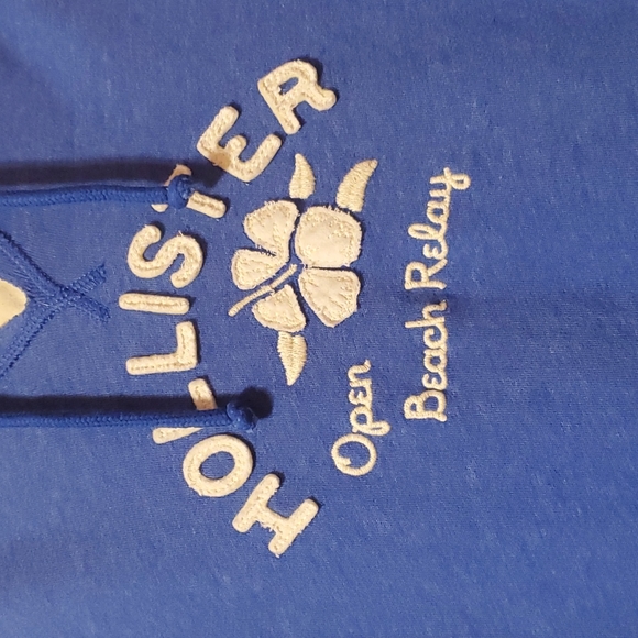 EUC Hollister Women's Large Super Soft Heather Blue Vneck Beach Hoodie - Picture 2 of 3